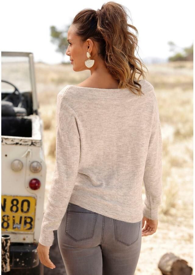 Lascana Gebreide trui met u-vormige hals en knoopdetails casual-chic - Foto 3