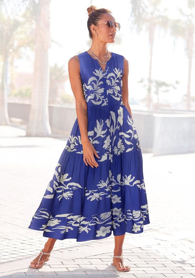 Lascana Gedessineerde jurk met ruches - Foto 3