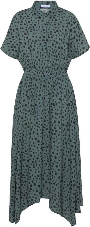 Lascana Gedessineerde jurk met stippenprint en asymmetrische zoom overhemdjurk midijurk - Foto 8