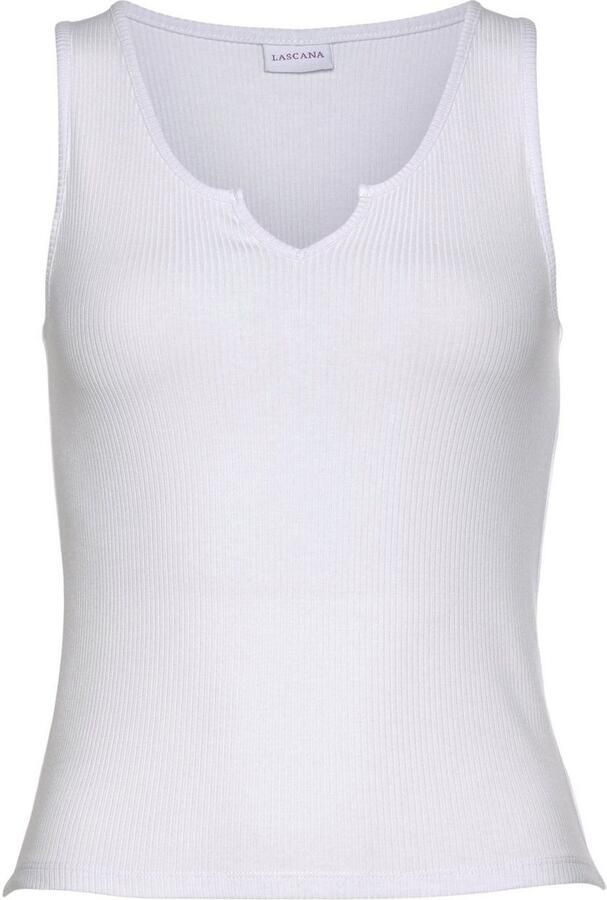 Lascana Geribde tanktop met klein v-hals figuurvormend dametop basic - Foto 9