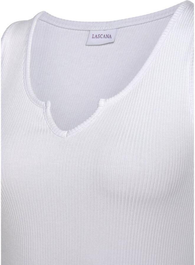 Lascana Geribde tanktop met klein v-hals figuurvormend dametop basic