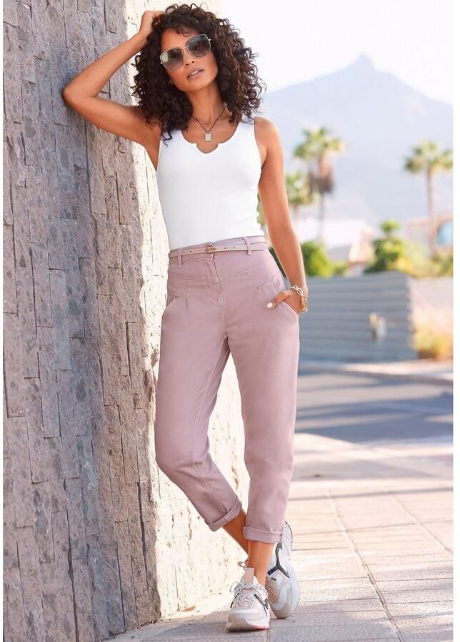 Lascana Geribde tanktop met klein v-hals figuurvormend dametop basic - Foto 2