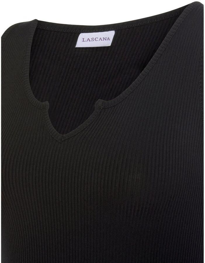 Lascana Geribde tanktop met klein v-hals figuurvormend dametop basic