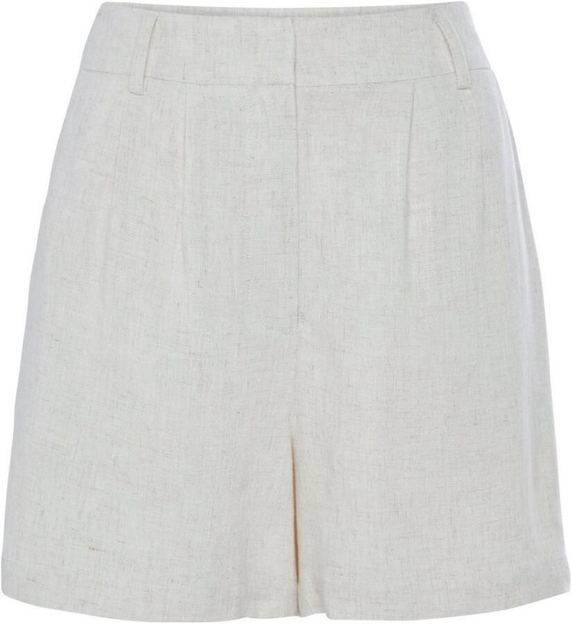 Lascana Geweven short met zakken linnenbroek zomershort met riemlussen modieus