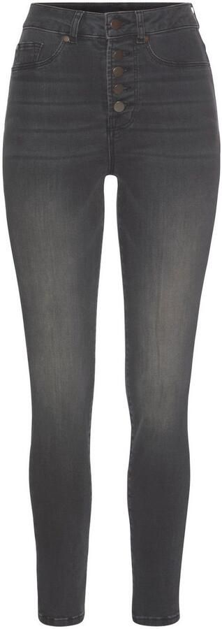 Lascana High-waist jeans met zichtbare knoopsluiting en stretchpercentage skinny high waist - Foto 12