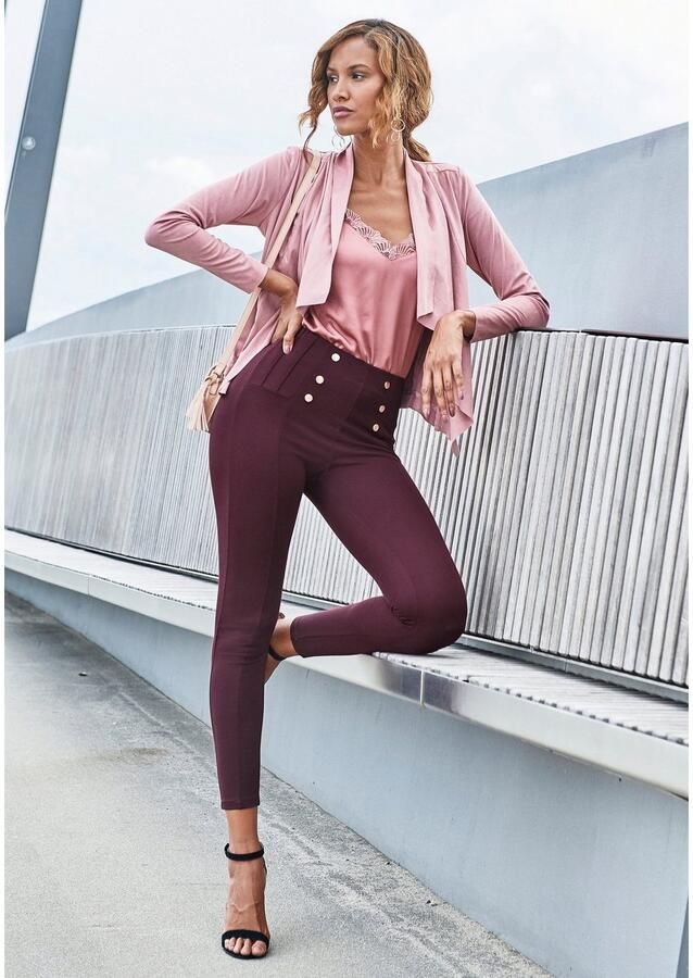 Lascana Highwaist legging met decoratieve knopen