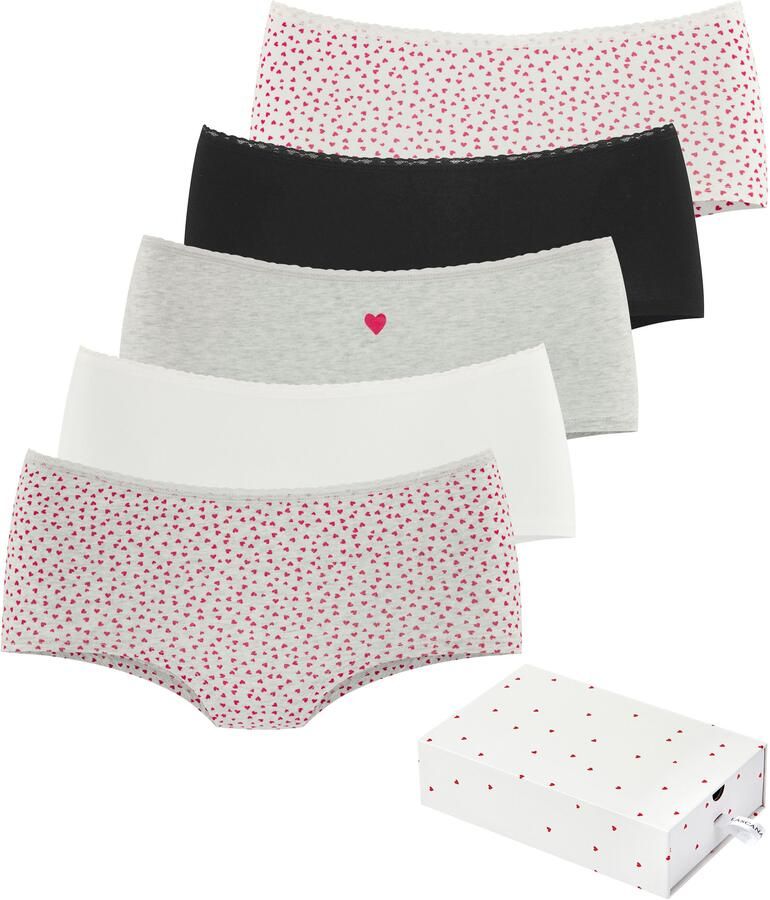 Lascana Hipster met schattige hartjesprints en van elastische katoenkwaliteit (Set van 5) - Foto 5