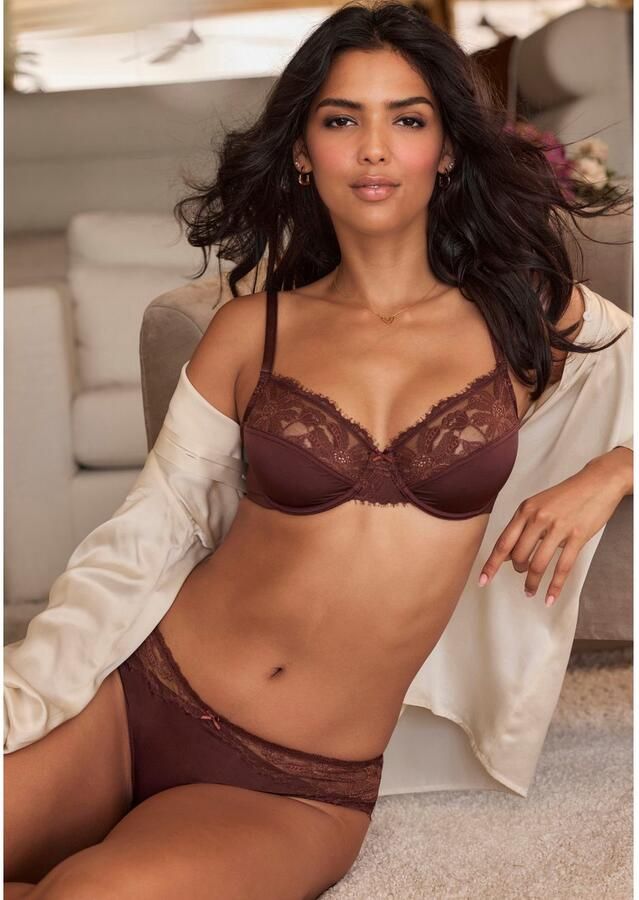 Lascana Hipster met zijdezachte glans en edele jacquardkant - Foto 3