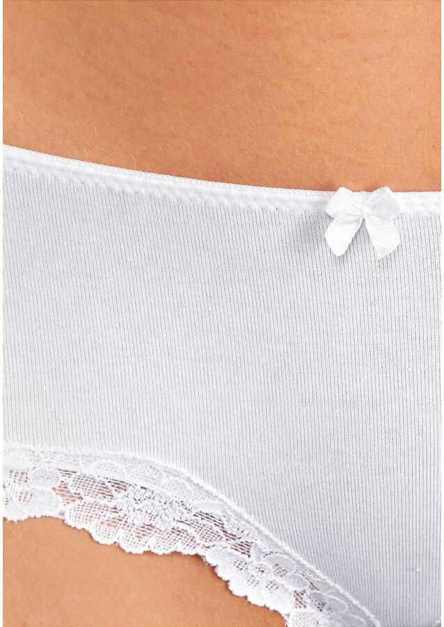 Lascana Hipster van elastische katoen met delicate kant (3 stuks)