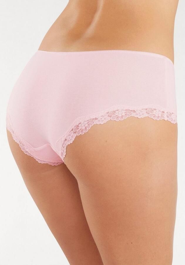 Lascana Hipster van elastische katoen met delicate kant (3 stuks) - Foto 3