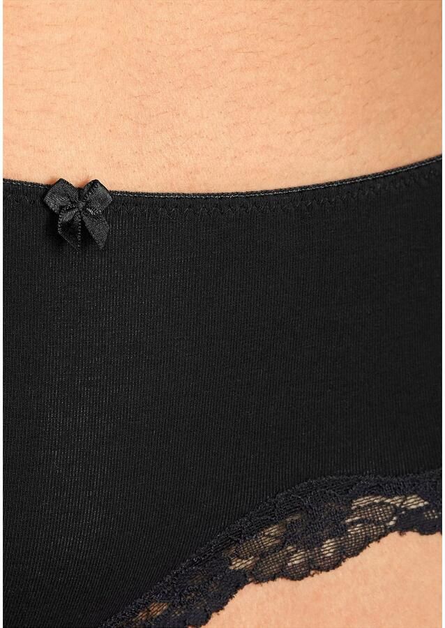 Lascana Hipster van elastische katoen met delicate kant (3 stuks)