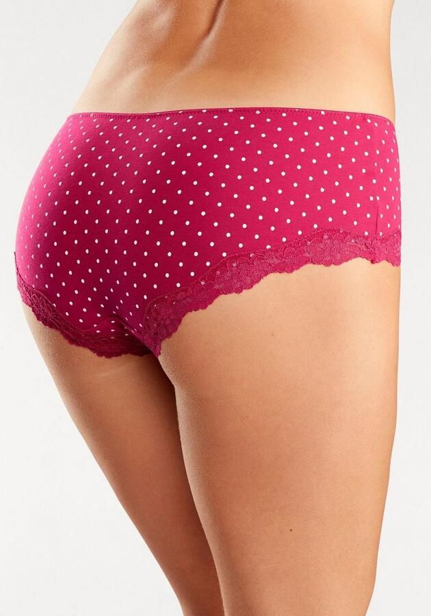 Lascana Hipster van elastische katoen met delicate kant (3 stuks) - Foto 3