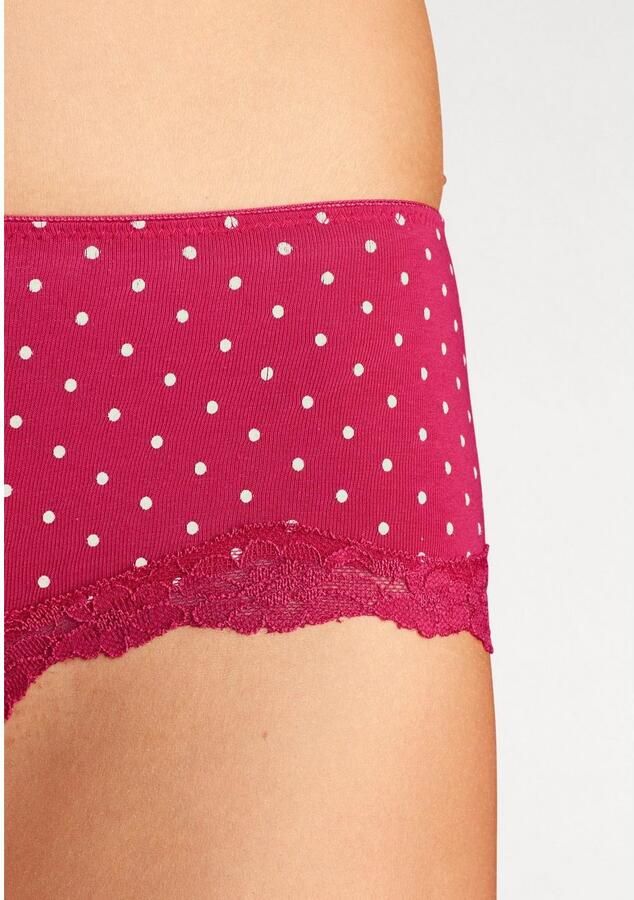 Lascana Hipster van elastische katoen met delicate kant (3 stuks)