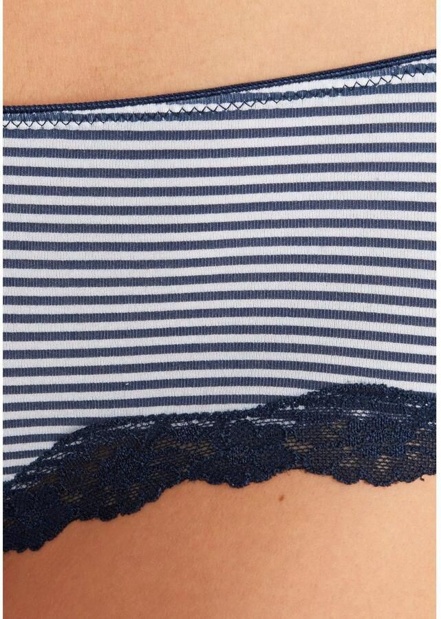 Lascana Hipster van elastische katoen met delicate kant (3 stuks)