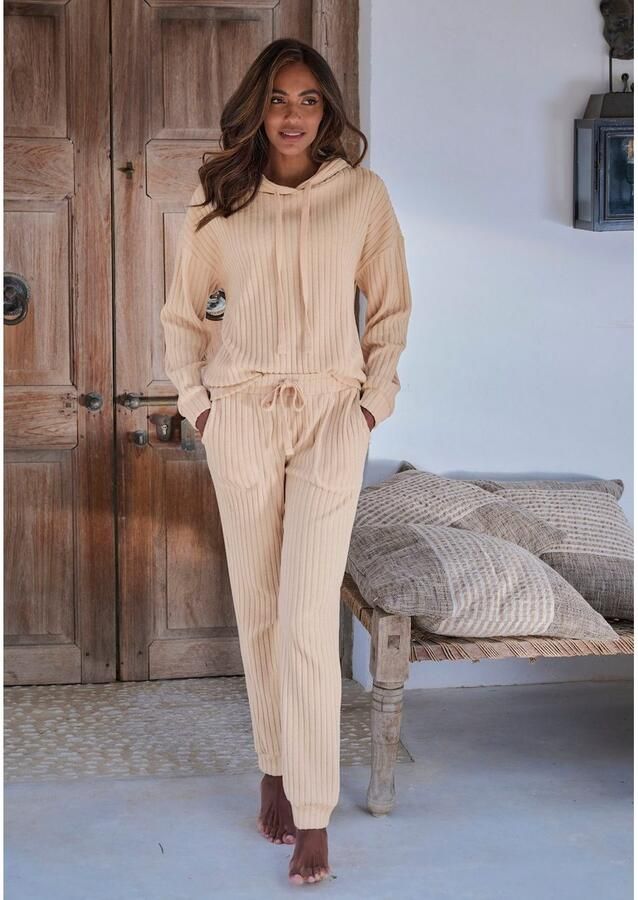 Lascana Hoodie Breipullover met capuchon en gemêleerd uiterlijk loungewear - Foto 2