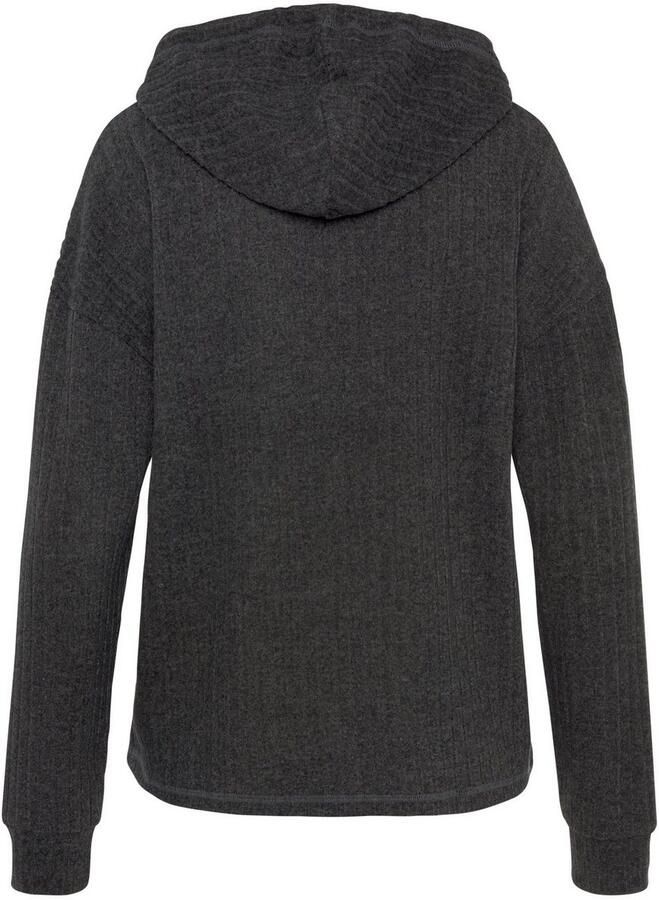 Lascana Hoodie Breipullover met capuchon en gemêleerd uiterlijk loungewear
