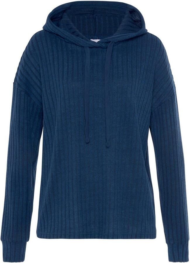 Lascana Hoodie Breipullover met capuchon en gemêleerd uiterlijk loungewear