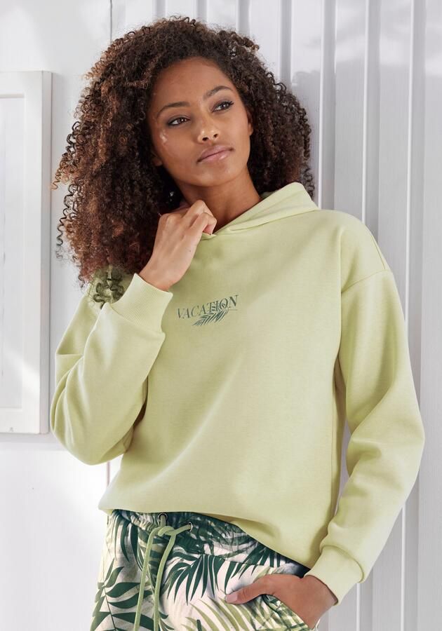 Lascana Hoodie -Capuchonsweatshirt Loungeshirt Capuchon sweatshirt loungetop met voorprint loungewear (1-delig) - Foto 8