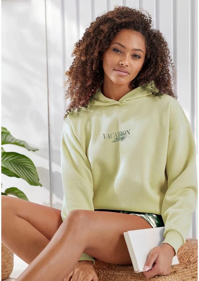 Lascana Hoodie -Capuchonsweatshirt Loungeshirt Capuchon sweatshirt loungetop met voorprint loungewear (1-delig) - Foto 4