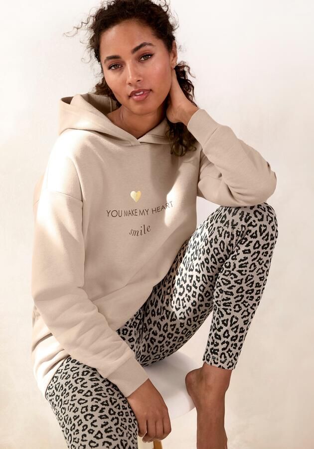 Lascana Hoodie Lounge- capuchontrui met print voor loungewear - Foto 4