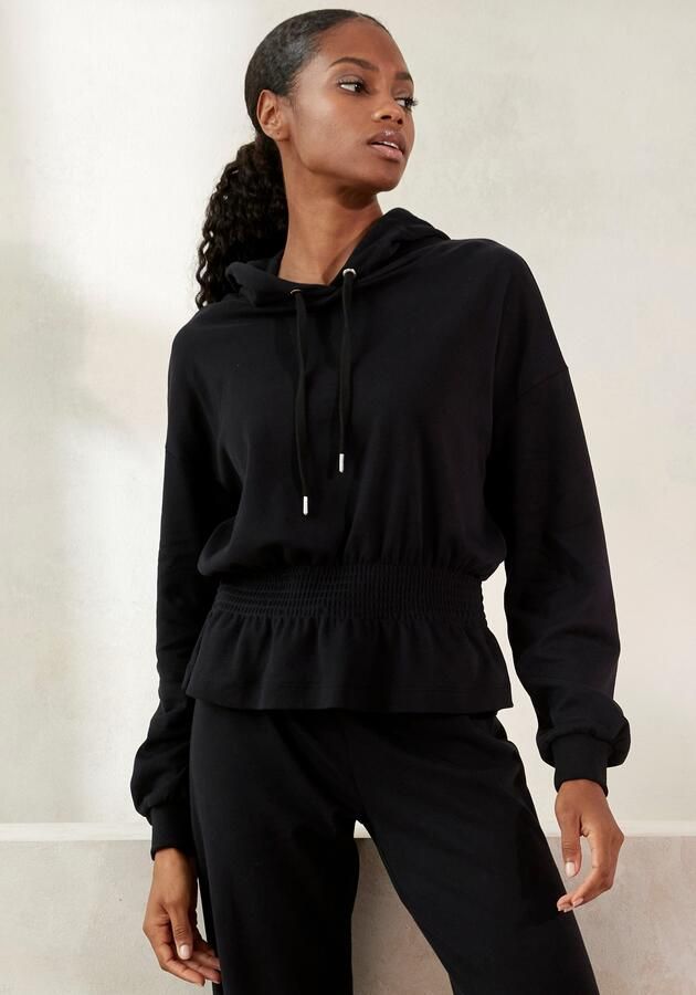 Lascana Hoodie met elastische rimpeling in de taille loungewear - Foto 5