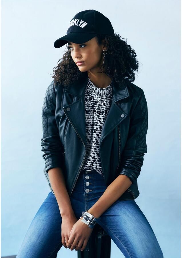 Lascana Imitatieleren jack met biker-details korte bikerjack figuurvormend - Foto 7