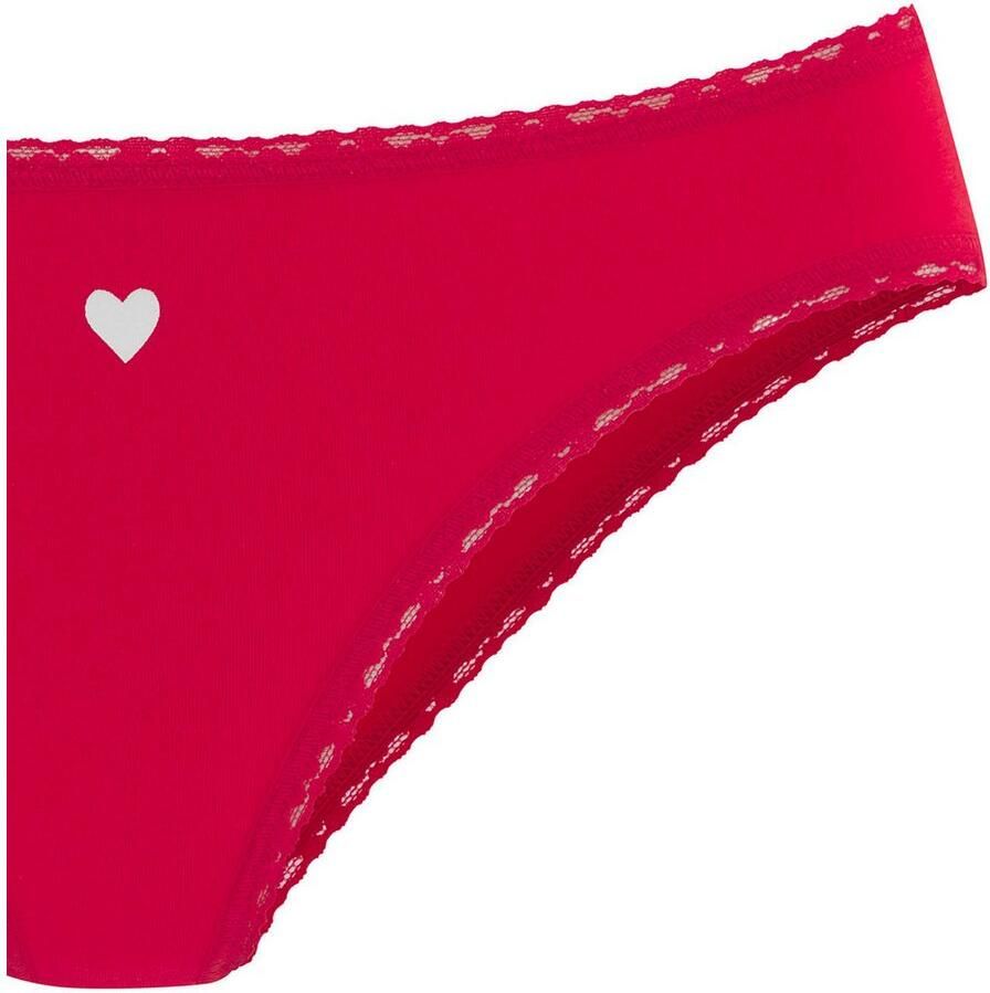 Lascana Jazzpants met schattige hartjesprints en van elastische katoenkwaliteit (Set van 5)