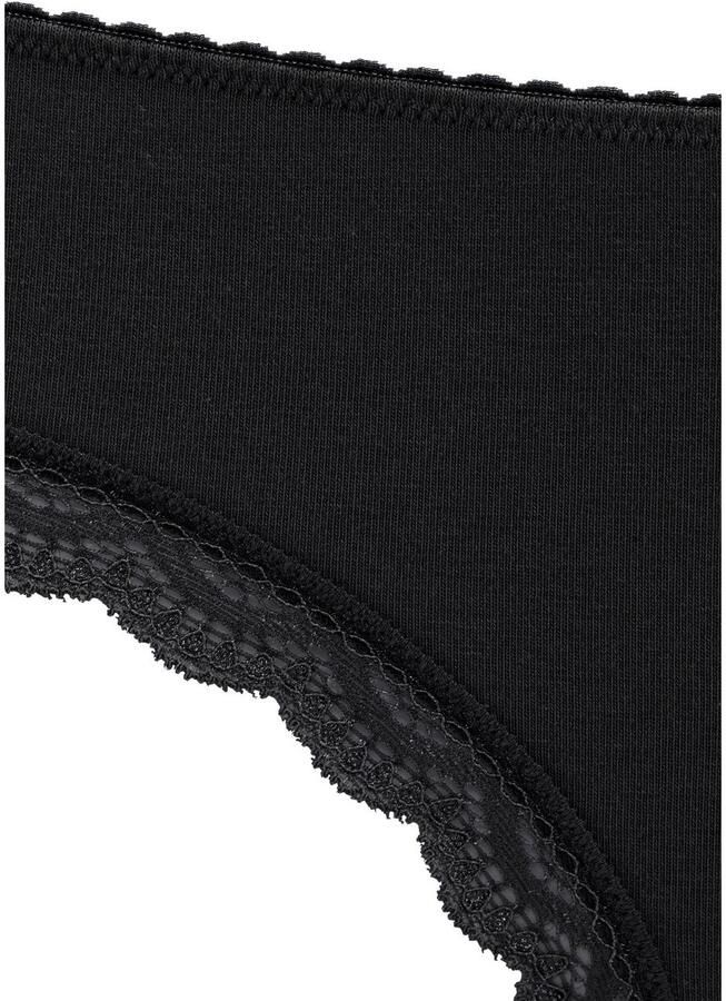 Lascana Brazilian slip van elastische katoen met fijne kant met opbergdoos (Set van 5)