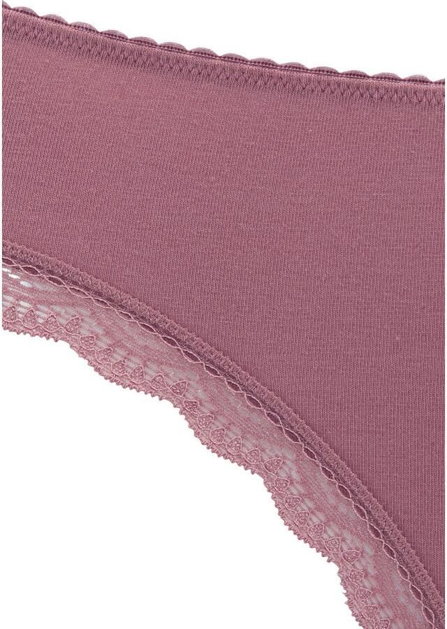 Lascana Jazzpants van elastische katoen met fijne kant met opbergdoos (Set van 5)