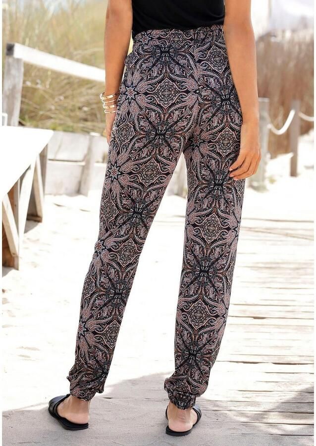 Lascana Jerseybroek met all-over print en zakken rechte broekspijpen strandbroek elastisch - Foto 2