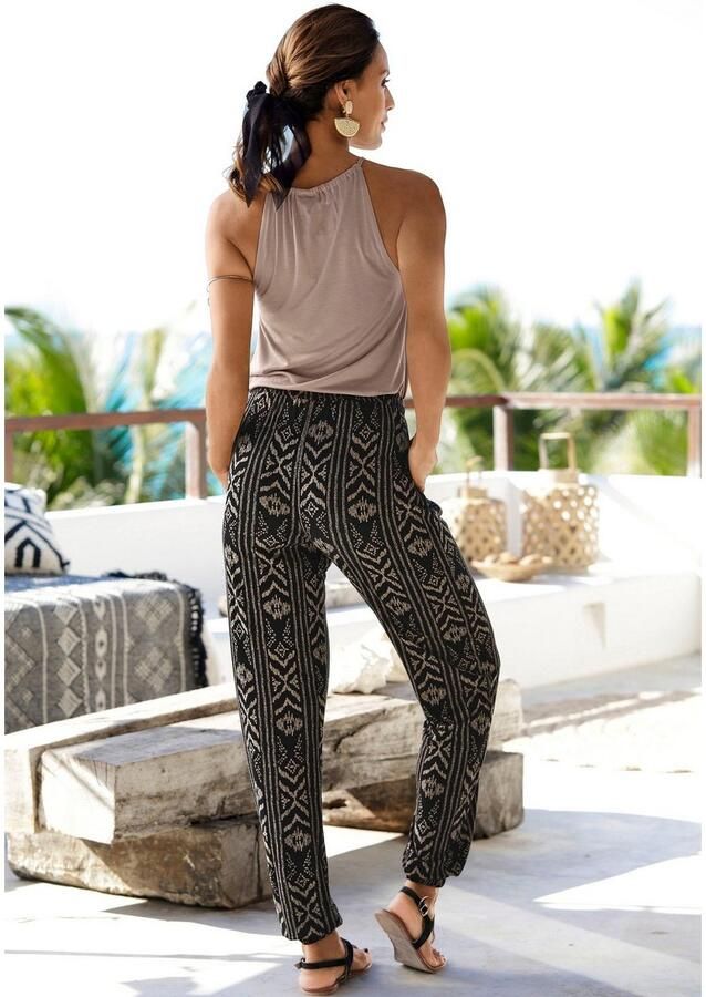 Lascana Jerseybroek met etnisch patroon en zakken zomerbroek - Foto 5