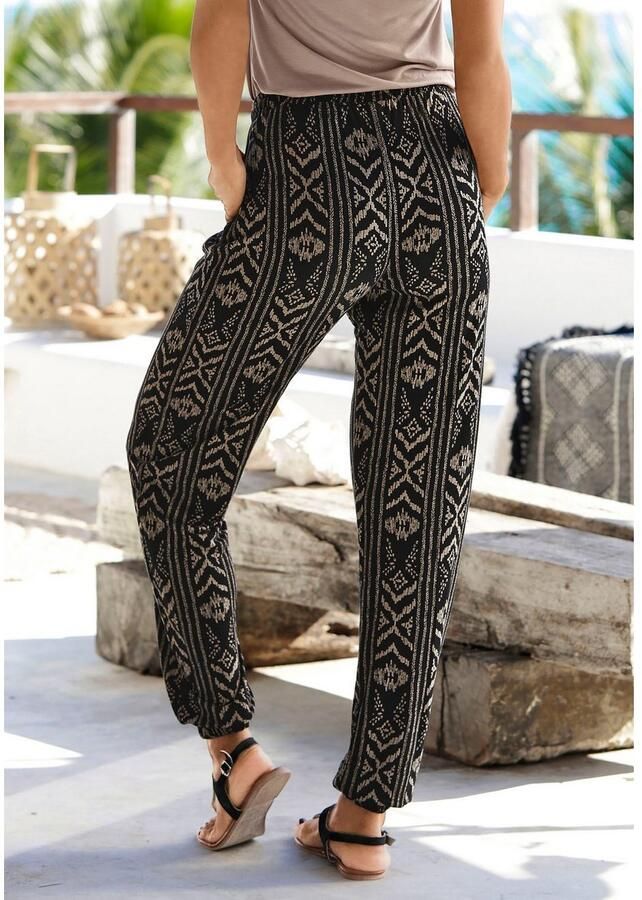 Lascana Jerseybroek met etnisch patroon en zakken zomerbroek - Foto 3