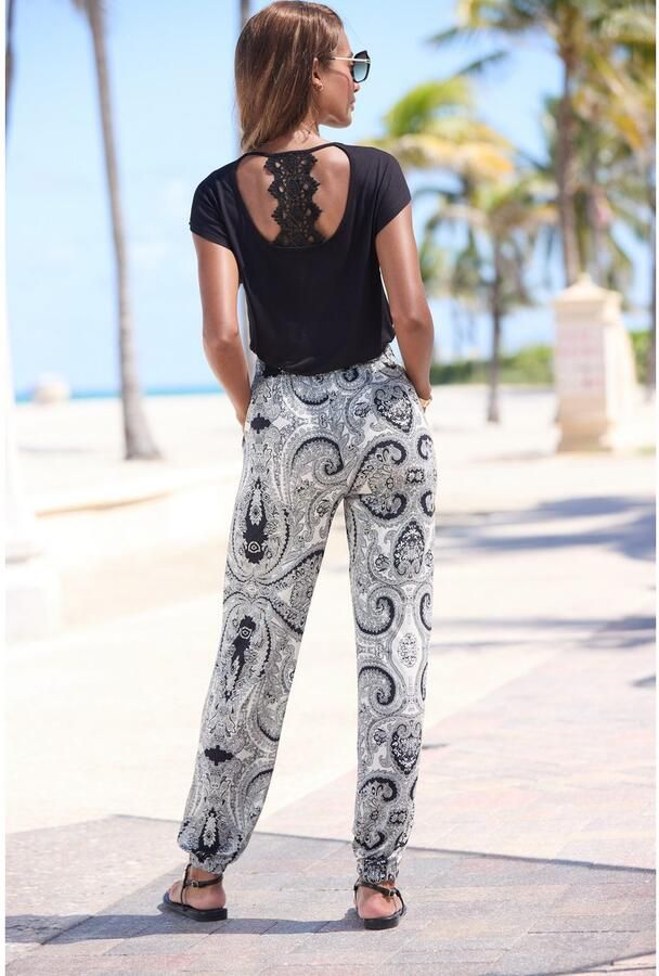 Lascana Shirt met korte mouwen met kantdetail op de rug comfortabel t-shirt van jersey - Foto 5