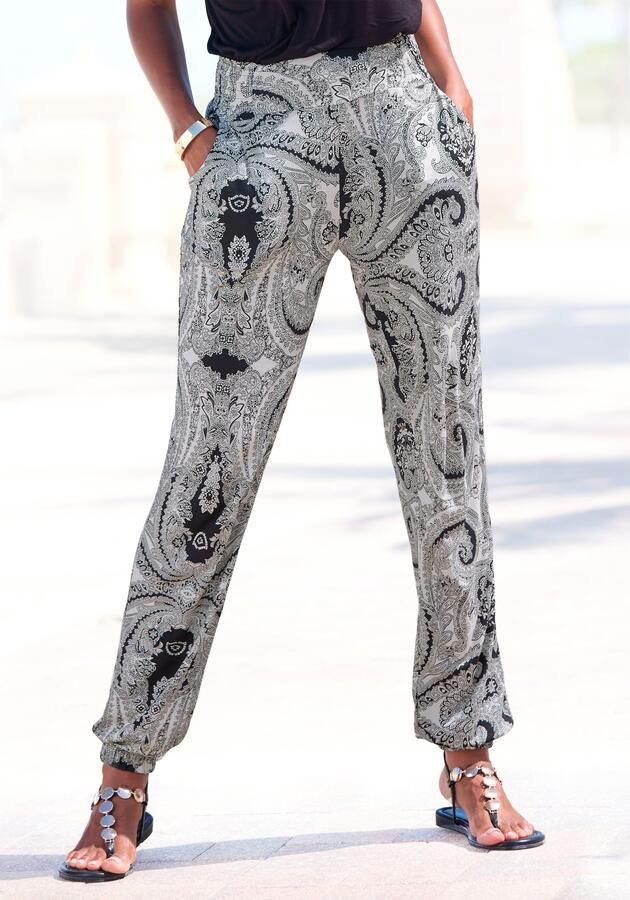 Lascana Jerseybroek met paisleydruk en zakken elastische tailleband zomerbroek - Foto 2