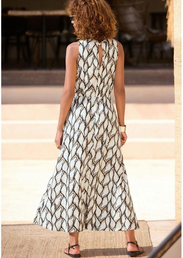 Lascana Jerseyjurk met all-over print midi jurk hoge sluiting zomers-elegant - Foto 2