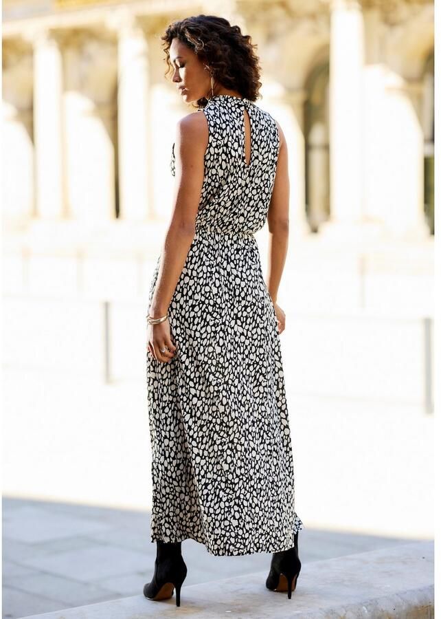 Lascana Jerseyjurk met all-over print midi jurk hoge sluiting zomers-elegant - Foto 2