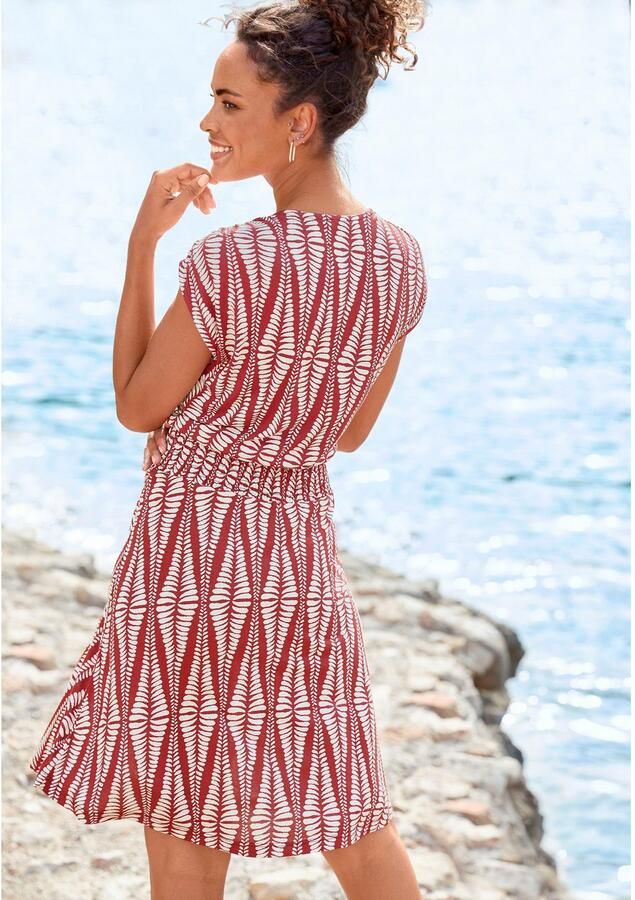Lascana Jerseyjurk met brede smockband kort zomerjurk met alloverprint - Foto 4