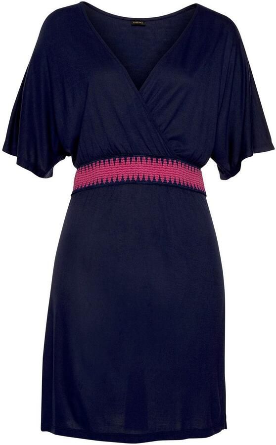 Lascana Jerseyjurk met brede tailleband zomerjurk in wikkellook strandjurk - Foto 3