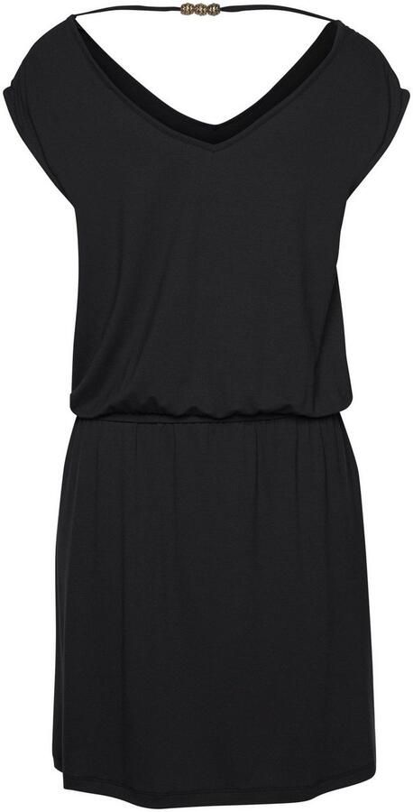 Lascana Jerseyjurk met decoratieve band op de rug korte zomerjurk strandjurk basic - Foto 4