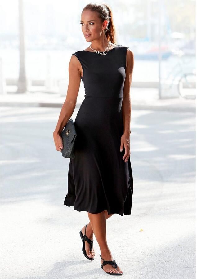 Lascana Jerseyjurk met kanten inzet aan de achterkant mouwloos elegant casual - Foto 3