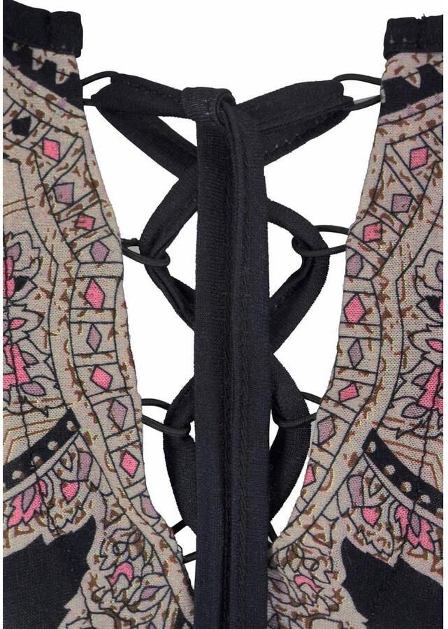 Lascana Jerseyjurk met print op de boorden en bandjes bij de halslijn zomerjurk