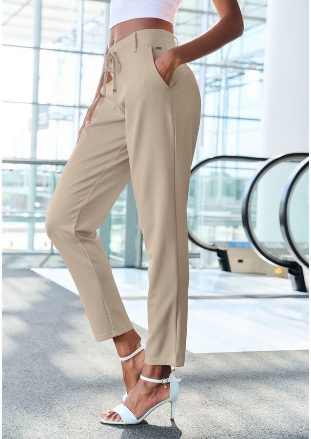 Lascana Jogpants met elastische tailleband en riemlussen loungewear (1-delig)