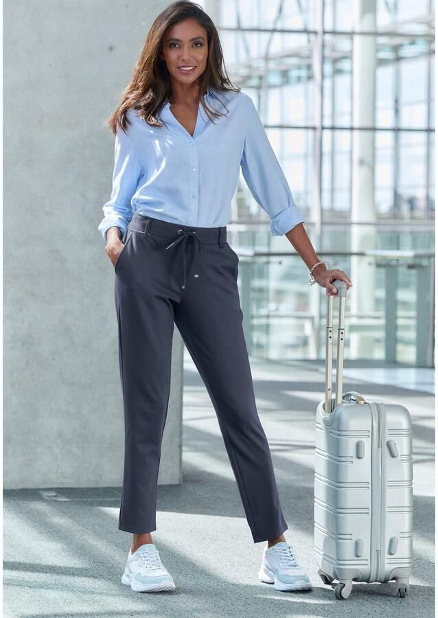 Lascana Jogpants met elastische tailleband en riemlussen loungewear (1-delig)