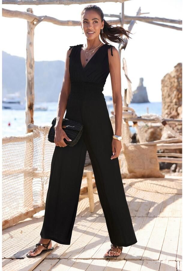 Lascana Jumpsuit met bandjes om de bandjes te rimpelen zomerse jumpsuit - Foto 5