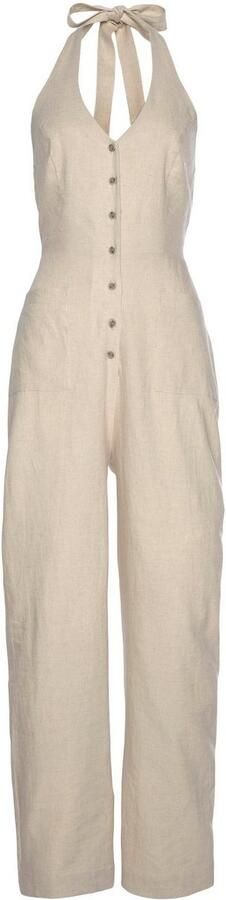 Lascana Jumpsuit met halterbandjes van linnenmix zomerse jumpsuit met wijde pijpen - Foto 4