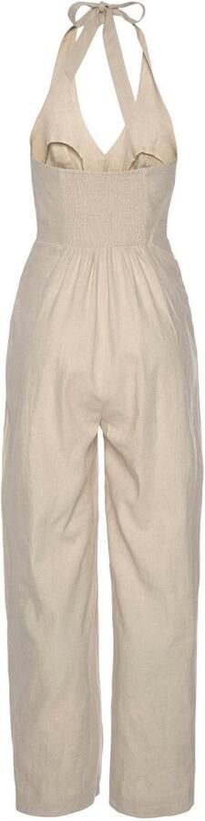 Lascana Jumpsuit met halterbandjes van linnenmix zomerse jumpsuit met wijde pijpen - Foto 5