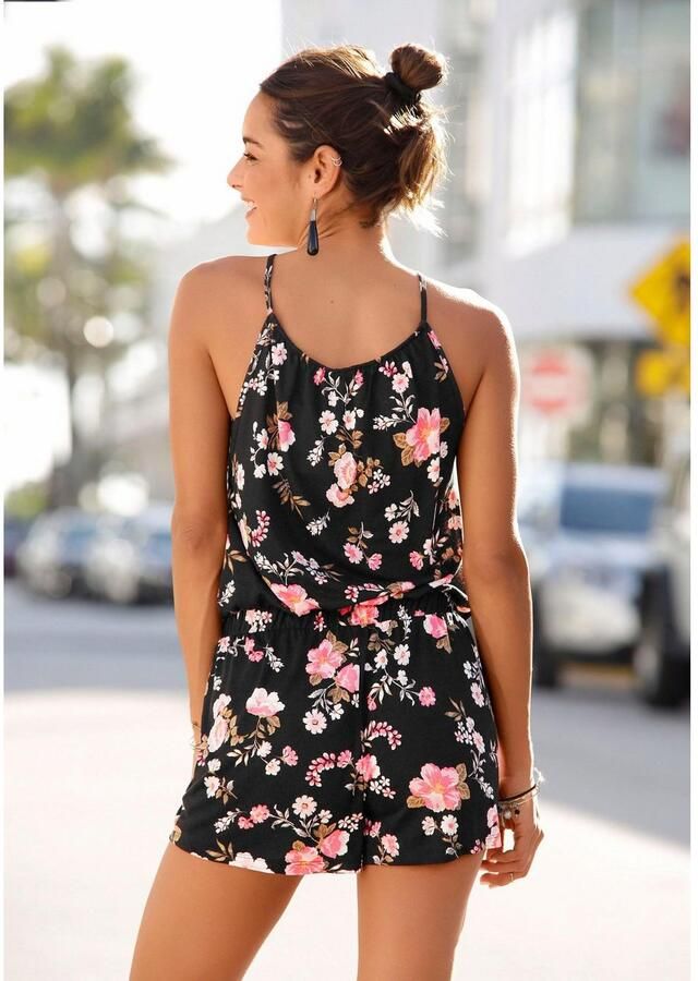 Lascana Jumpsuit met spaghettibandjes en bloemenprint zomerse jumpsuit