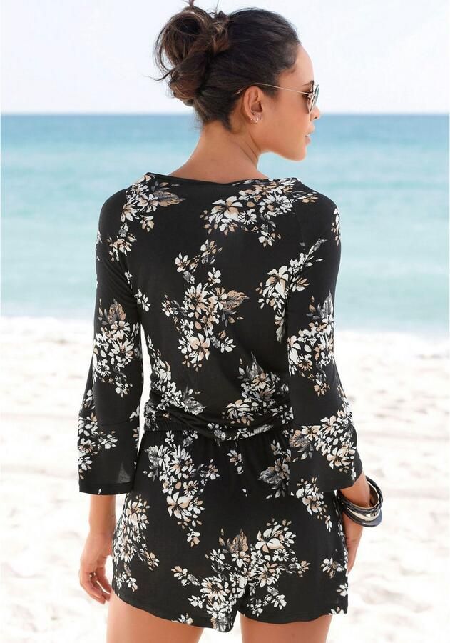 Lascana Jumpsuit met volant aan de 3 4-mouw korte jumpsuit met bloemenprint - Foto 5