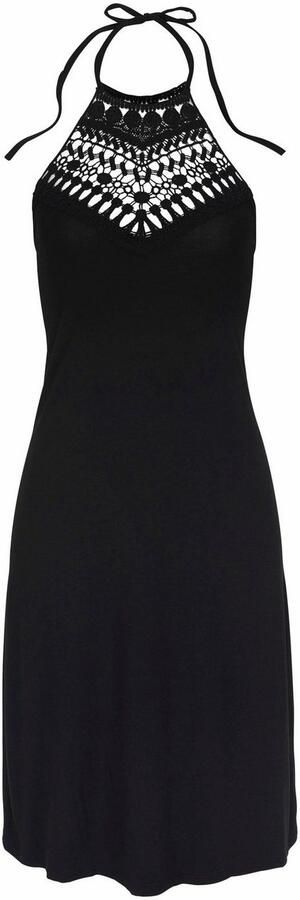 Lascana Jurk in haltermodel met kantinzet korte zomerjurk strandjurk - Foto 7