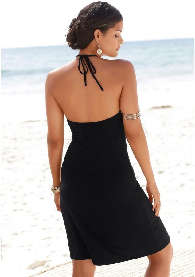 Lascana Jurk in haltermodel met kantinzet korte zomerjurk strandjurk - Foto 3